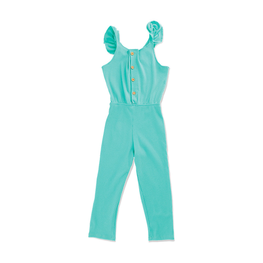 Jumpsuit Coqueta para niña de rayón en  menta con botones frontales