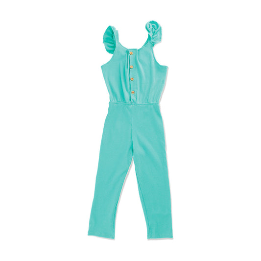 Jumpsuit Coqueta para niña de rayón en  menta con botones frontales