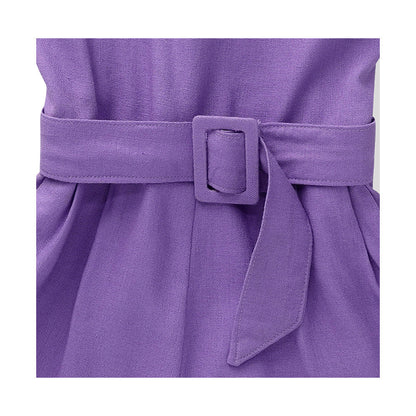 Jumper Coqueta para niña de rayón en  lila con moño y cinturón
