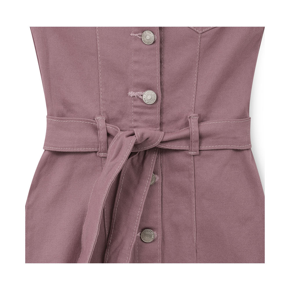 Vestido Coqueta para niña de algodón rosa con botones y cinturón