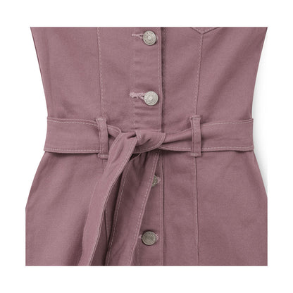 Vestido Coqueta para niña de algodón rosa con botones y cinturón