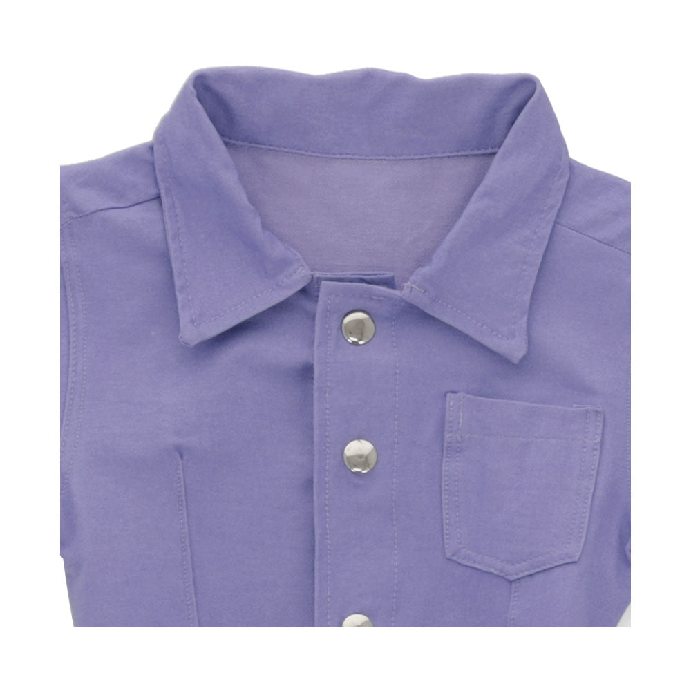 Vestido Coqueta para niña de algodón lila con botones y cinturón
