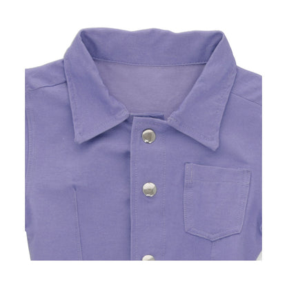 Vestido Coqueta para niña de algodón lila con botones y cinturón