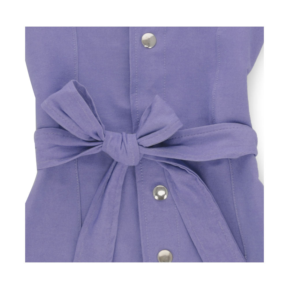 Vestido Coqueta para niña de algodón lila con botones y cinturón