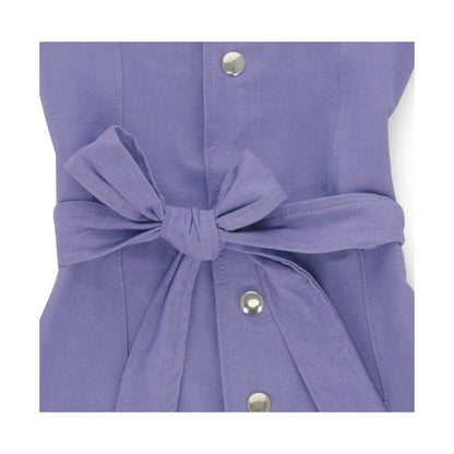 Vestido Coqueta para niña de algodón lila con botones y cinturón