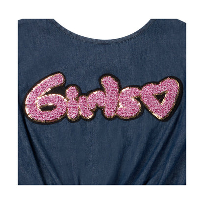Blusa Coqueta para niña en algodón azul marino con lentejuela