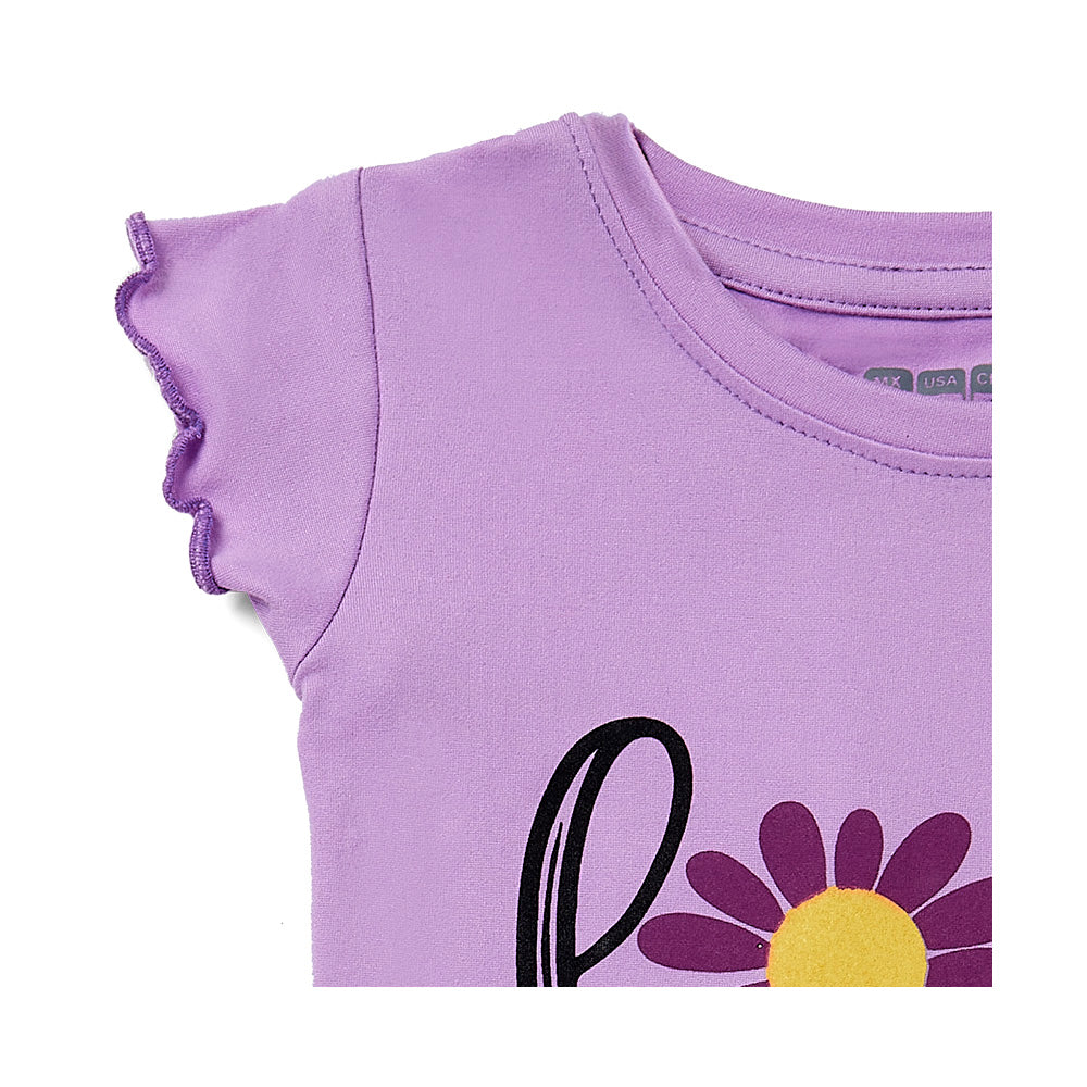 Playera Coqueta para niña de poliéster lila con estampado de flor