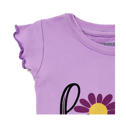 Playera Coqueta para niña de poliéster lila con estampado de flor