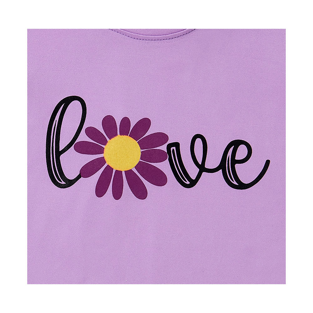 Playera Coqueta para niña de poliéster lila con estampado de flor