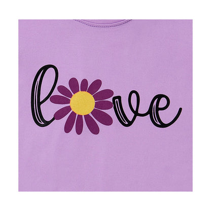 Playera Coqueta para niña de poliéster lila con estampado de flor