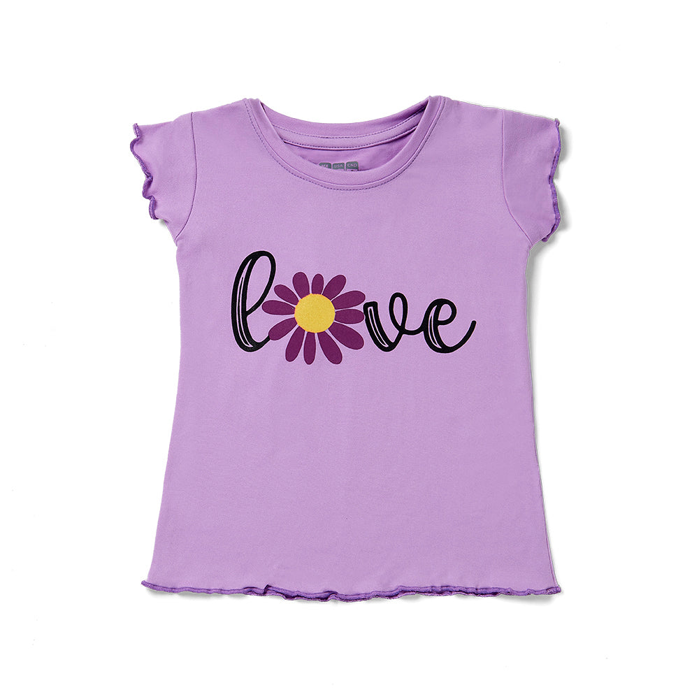 Playera Coqueta para niña de poliéster lila con estampado de flor
