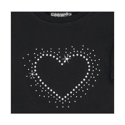 Blusa Coqueta para niña de algodón negro con manga de holanes