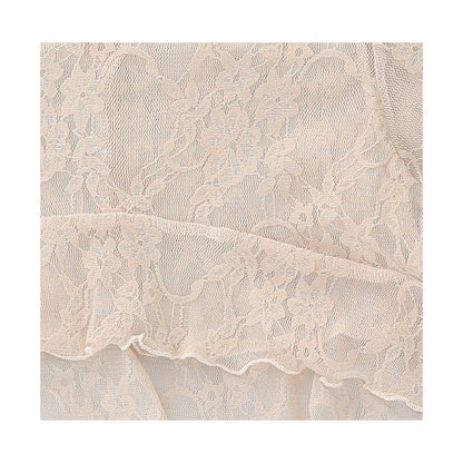 Blusa Coqueta para niña de poliéster en  beige con encaje