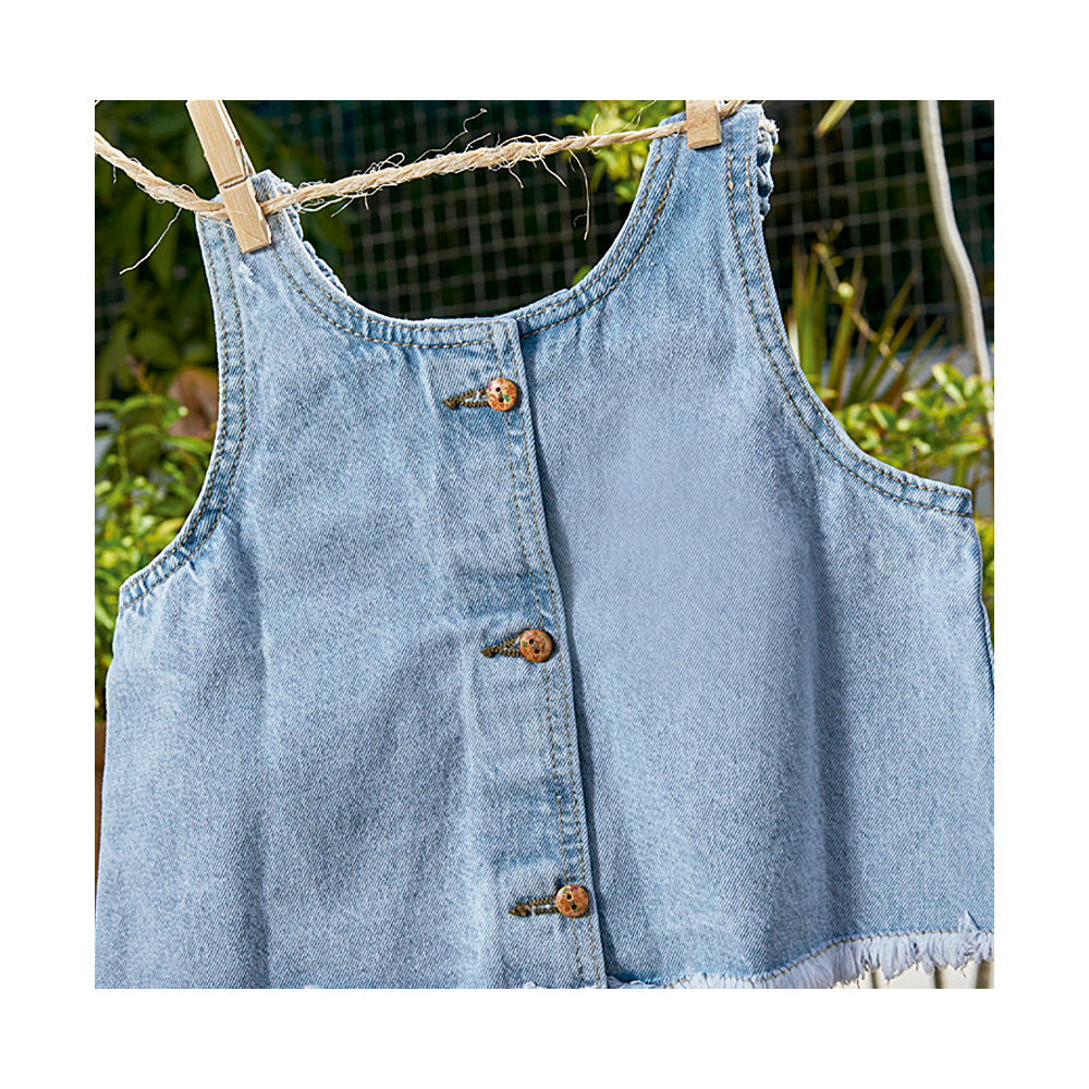 Blusa Coqueta para niña de algodón en  azul con efecto denim
