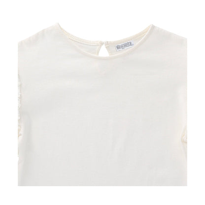 Playera Coqueta para niña en algodón blanco con mangas acampanadas