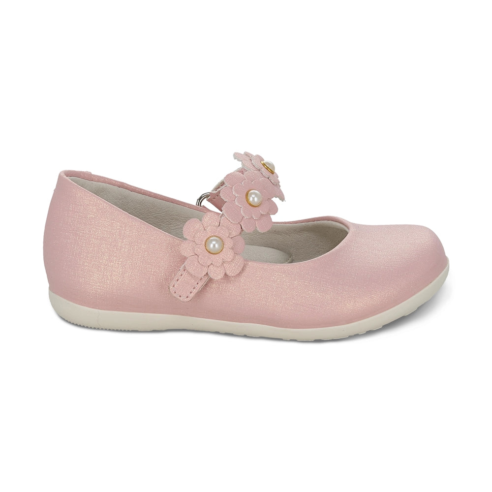 Balerina Coqueta para niña en sintético rosa Elisa con detalles de flores.