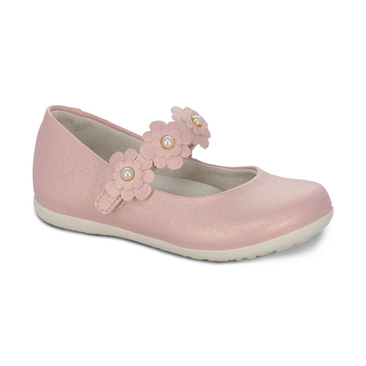Balerina Coqueta para niña en sintético rosa Elisa con detalles de flores.