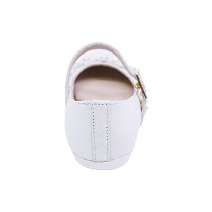 BALERINA COQUETA PARA NIÑA COLOR PERLA DE PIEL ELISA CON HEBILLA