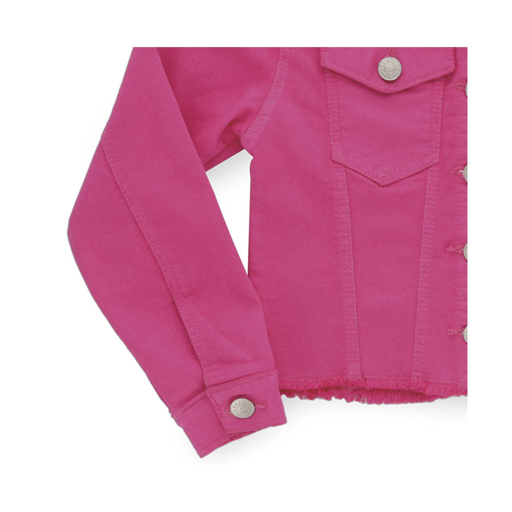 Chamarra Coqueta para niña de algodón fucsia con botones metálicos