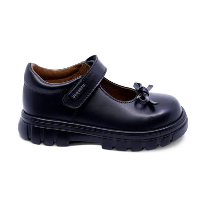 Zapato escolar Coqueta para niña de piel en negro Thunder con moño