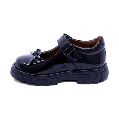 Zapato escolar Coqueta para niña de charol negro Thunder con moño