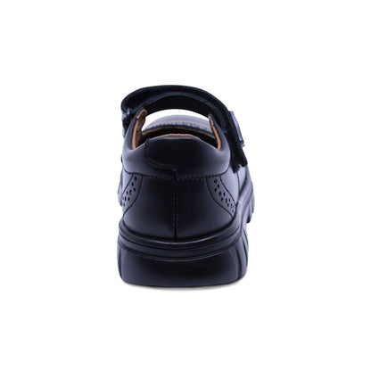 Zapato escolar Coqueta para niña de piel en negro Thunder con detalle perforado