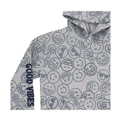 Sudadera Audaz para niño poliéster gris con estampado de emojis
