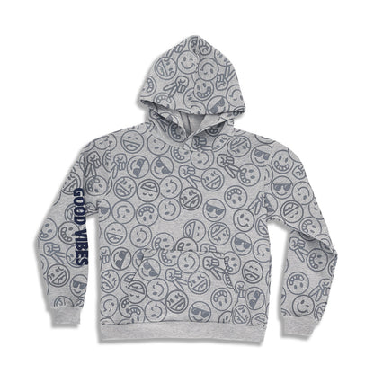 Sudadera Audaz para niño poliéster gris con estampado de emojis
