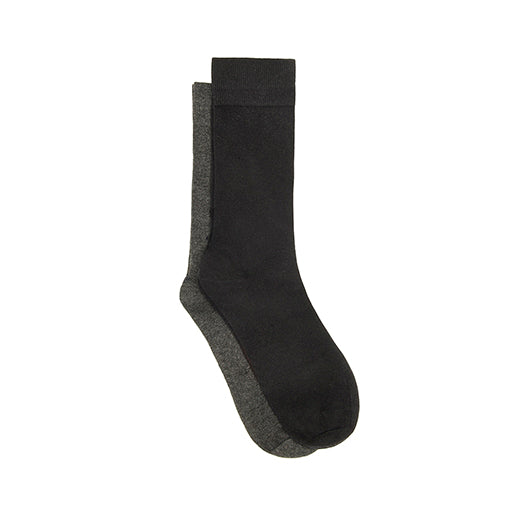 2-Pack Calcetín Largo Básico Flexi para Hombre Estilo 090510 Negro Y Gris