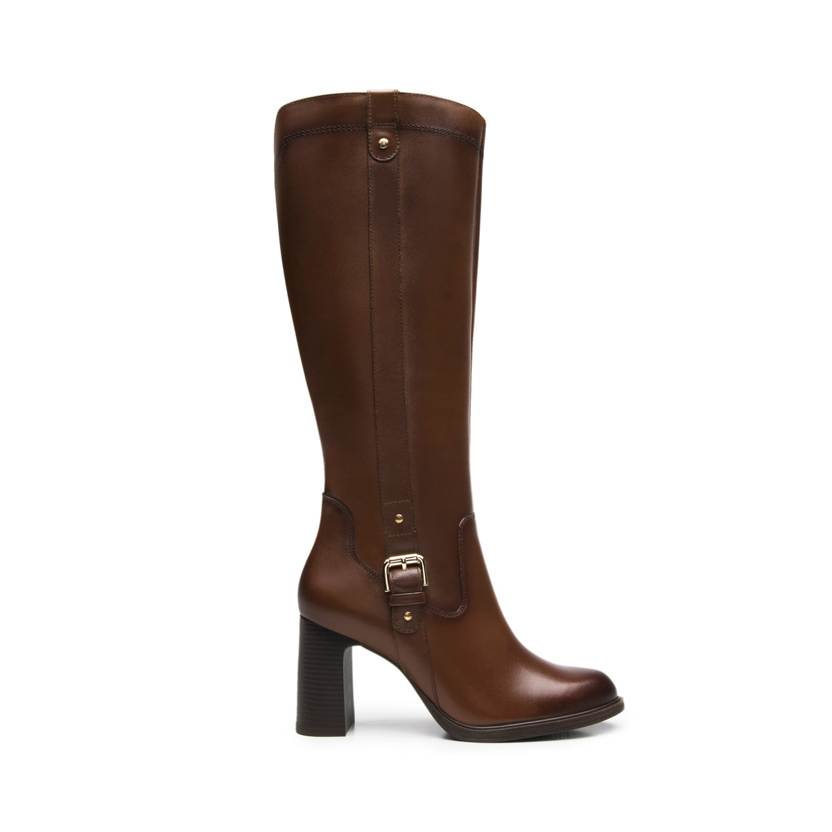 Bota Alta De Piel Flexi para Mujer Estilo 130614 Dark Tan