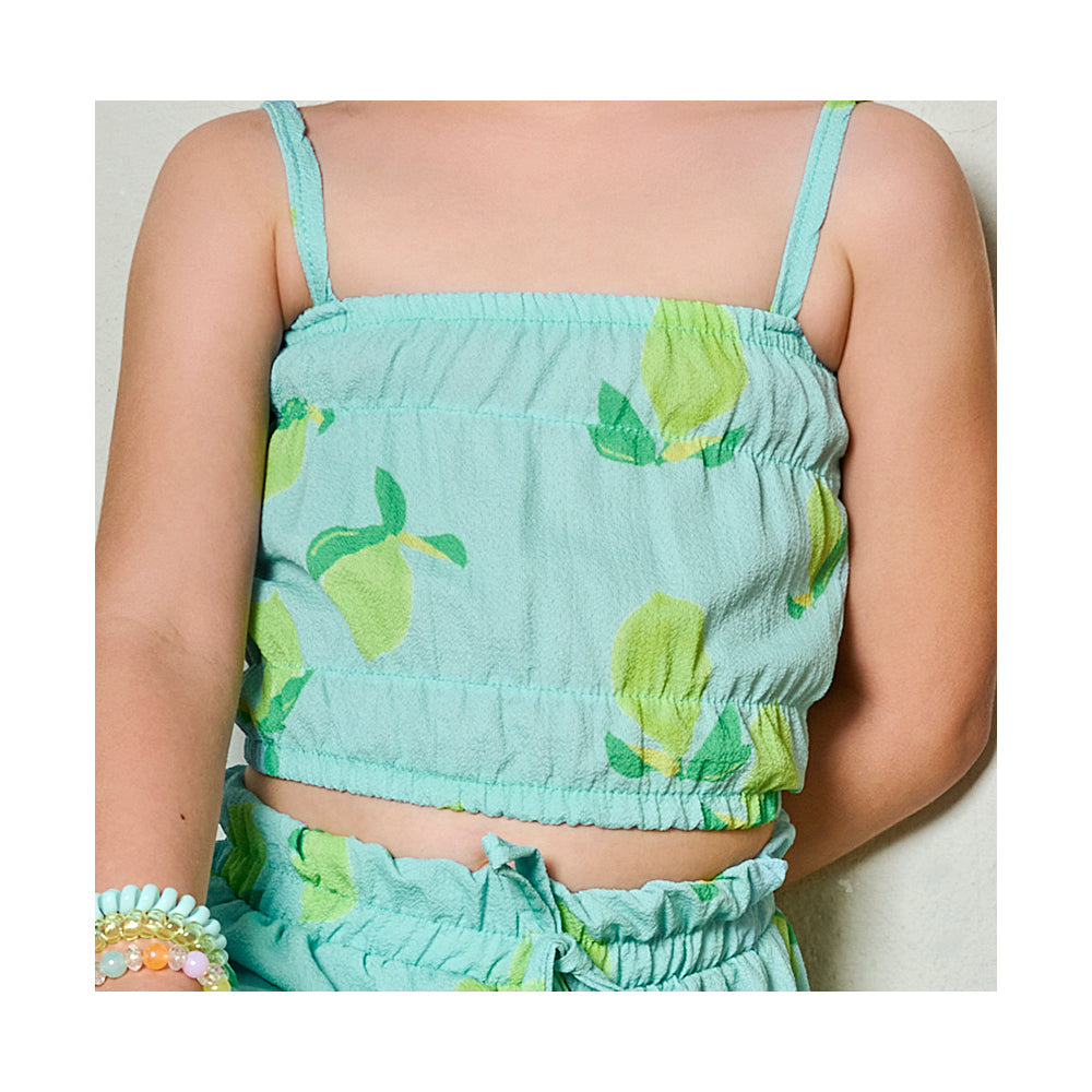Conjunto Coqueta para niña de poliéster en  verde con estampado de limones