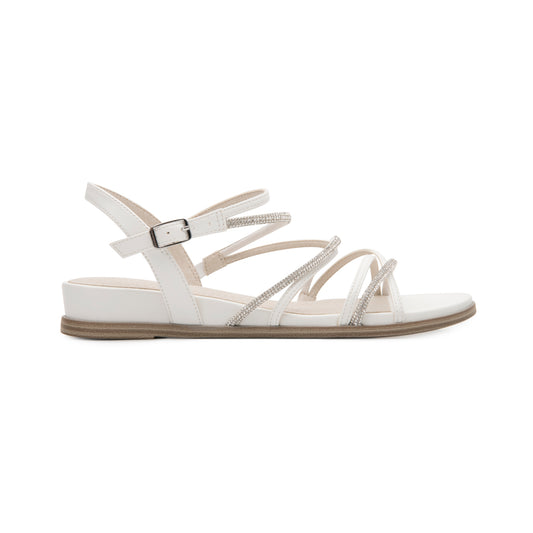 Sandalia Casual De Cuña Baja Exclusivo Flexi para Mujer con Amortiguamiento Estilo 131301 Blanco