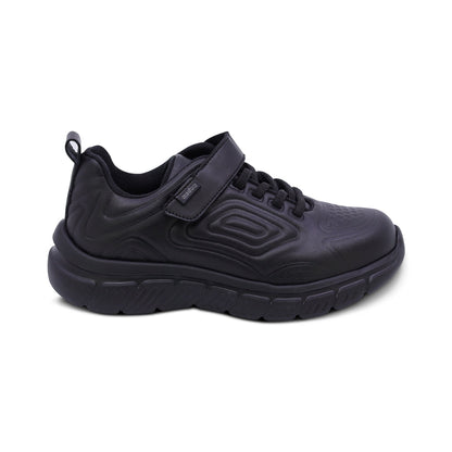 Tenis escolar Audaz para niño en piel negro Balú con tira de contacto