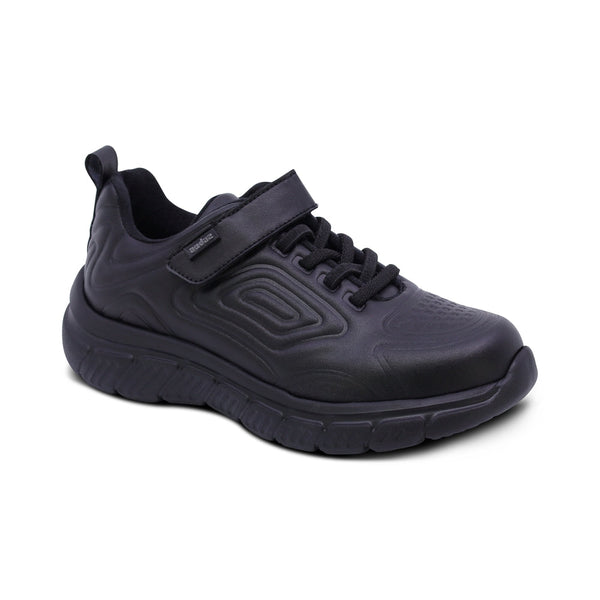Tenis escolar Audaz para niño en piel negro Balú con tira de contacto