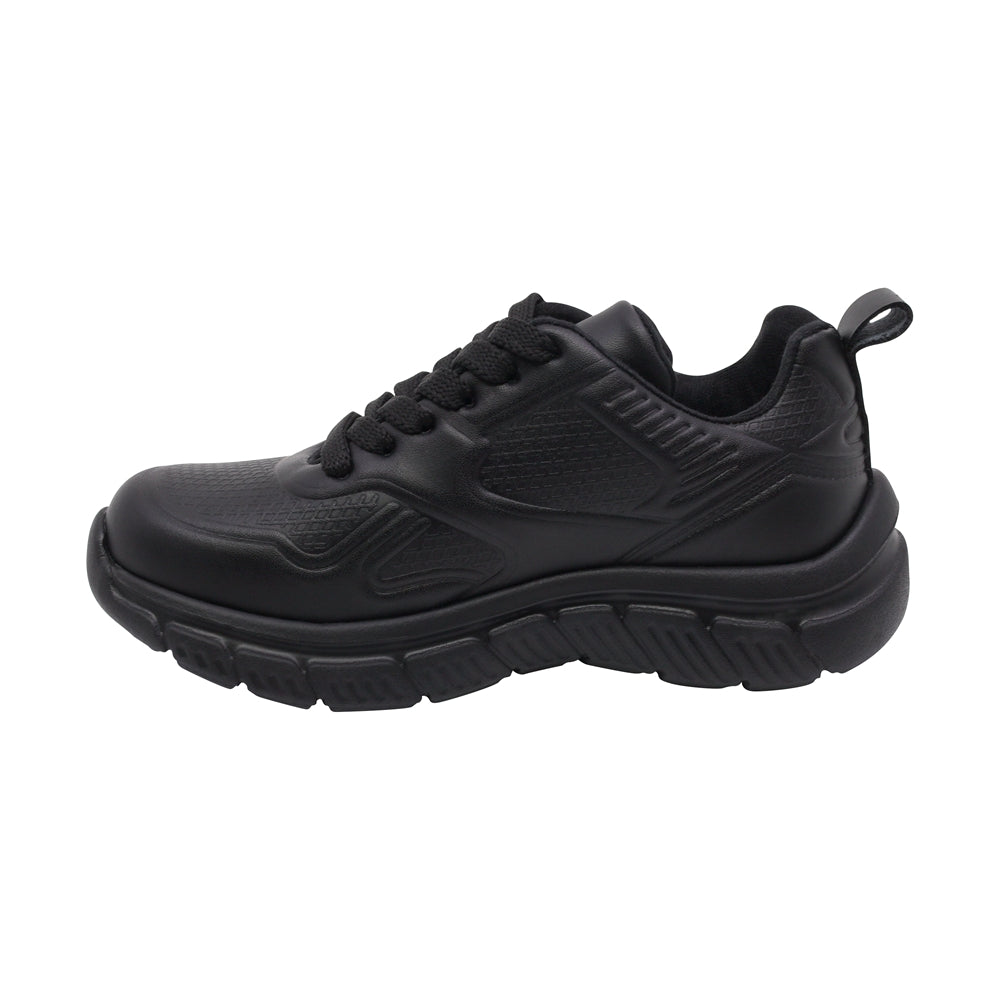 Tenis escolar Audaz de piel color negro Balu con agujetas