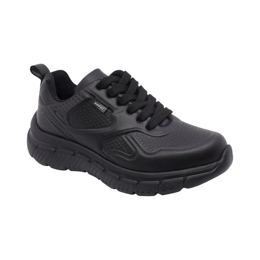 Tenis escolar Audaz de piel color negro Balu con agujetas