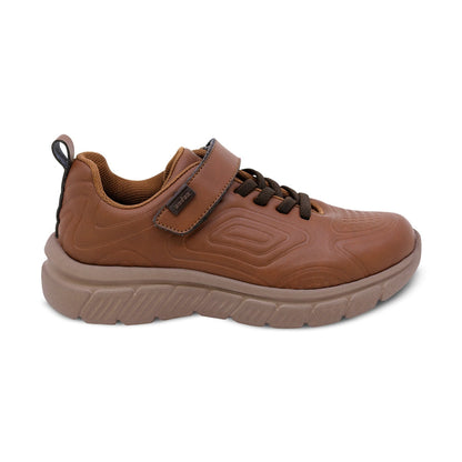 TENIS AUDAZ PARA NIÑO DE PIEL COLOR CAFÉ BALU CON TIRA DE CONTACTO