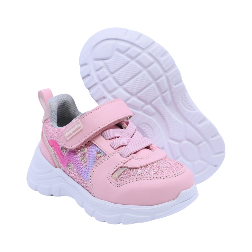 Tenis Coqueta para niña en sintético rosa con suela antiderrapante.