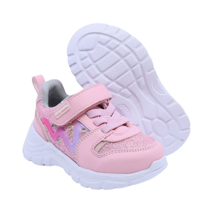 Tenis Coqueta para niña en sintético rosa con suela antiderrapante.