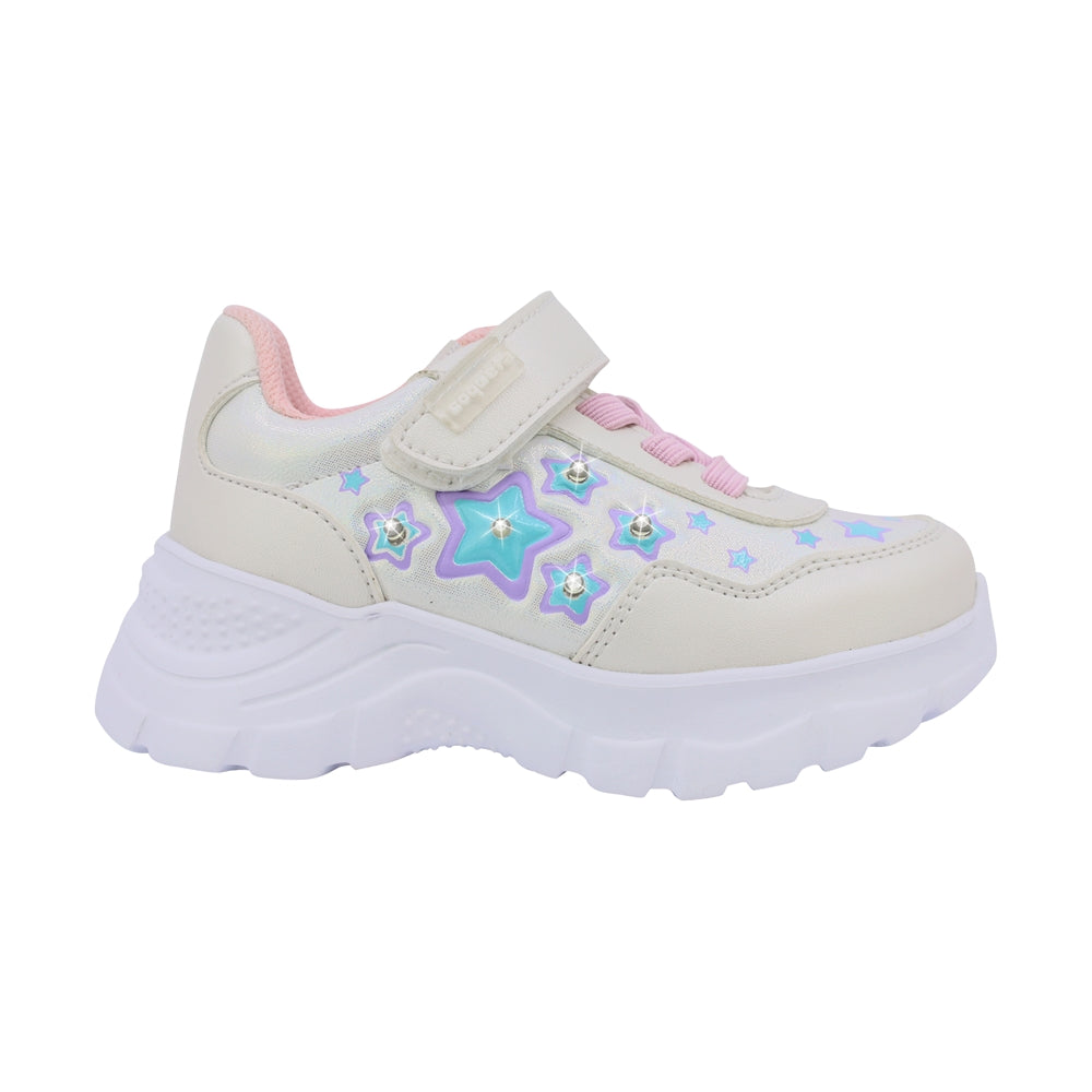 Tenis Coqueta para niña en sintético perla Nemo con luces