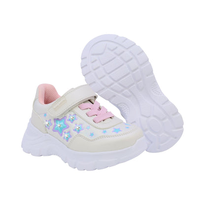 Tenis Coqueta para niña en sintético perla Nemo con luces