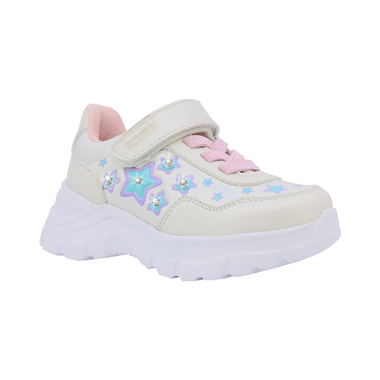 Tenis Coqueta para niña en sintético perla Nemo con luces