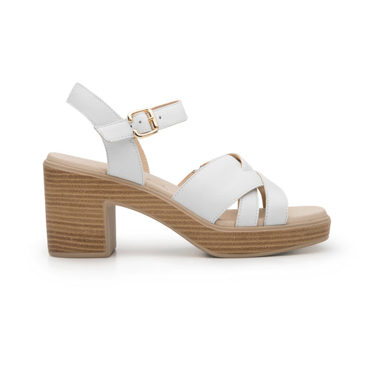 Sandalia De Tacón Flexi para Mujer con 100% Piel Estilo 133507 Blanco