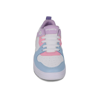 Tenis Coqueta para niña en sintético azul Morelos con  ajuste de agujeta