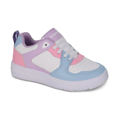 Tenis Coqueta para niña en sintético azul Morelos con  ajuste de agujeta
