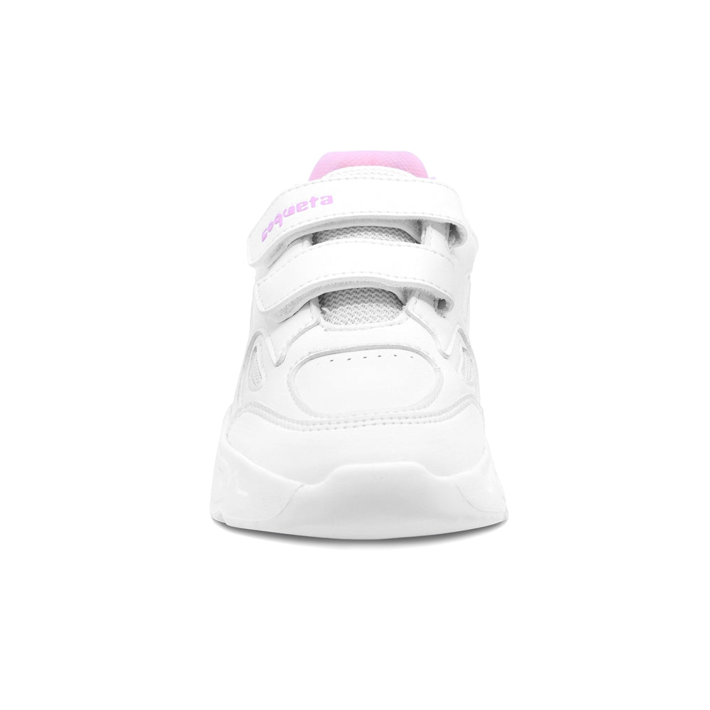 Tenis escolar Coqueta para niña sintético blanco alien con doble tira de contacto