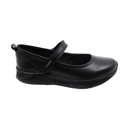 Balerinas para niña en piel negro Saturno con tira de contacto