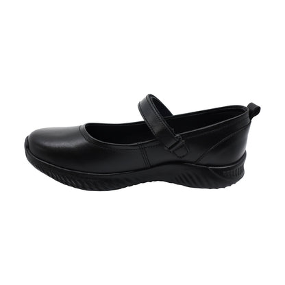 Balerinas para niña en piel negro Saturno con tira de contacto