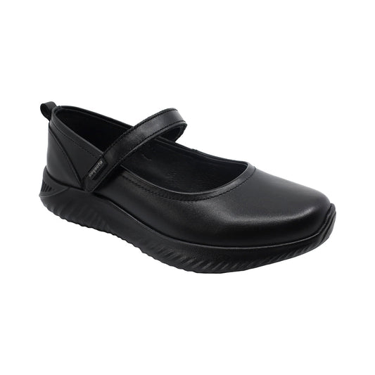 Balerinas para niña en piel negro Saturno con tira de contacto