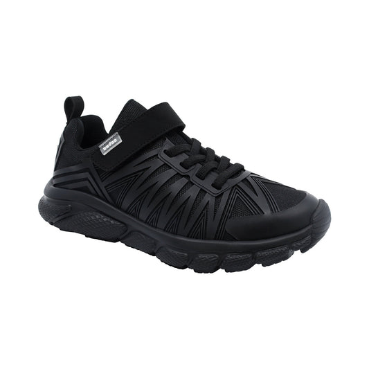 Tenis para niño Audaz en material textil color negro Bugsy con ajuste de agujeta y tira de contacto